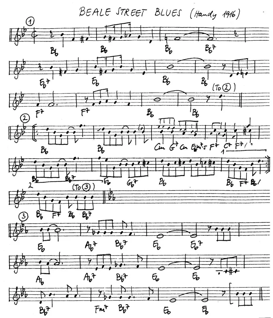 beale street blues free jazz leadsheet - Courtesy of the Jungle Jazz Band